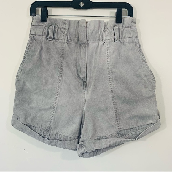 IRO Clichy High-waisted Gathered Denim Shorts in Light Grey size 38 - Picture 6 of 13